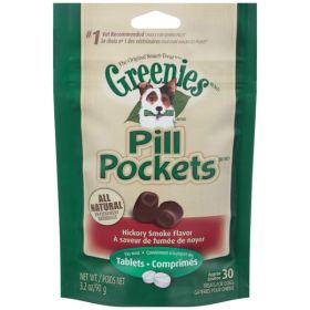 Greenies Pill Pockets Dog Treats Hickory Smoke Tablet 30 Count 3.2 oz