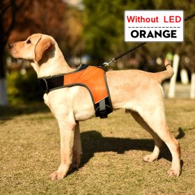 Dog Harness LED Luminous Light Up Pet Chest Strap Vest for Large Dogs Reflective Safety Outdoor Walking Dog Collars Accessories (Color: 3-Orange-Without LED, size: M)