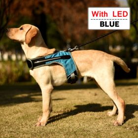 Dog Harness LED Luminous Light Up Pet Chest Strap Vest for Large Dogs Reflective Safety Outdoor Walking Dog Collars Accessories (Color: 2-Blue-With LED, size: M)